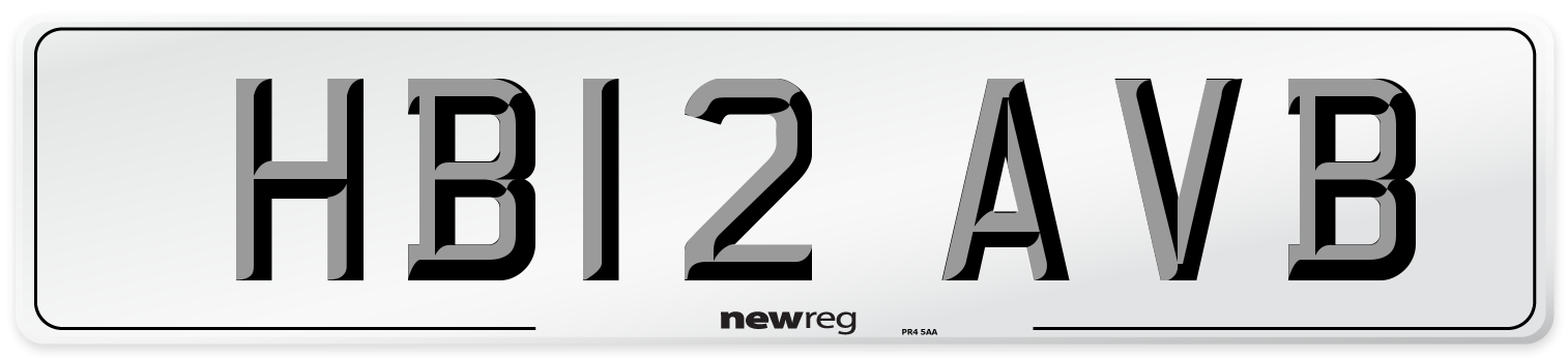 HB12 AVB Number Plate from New Reg